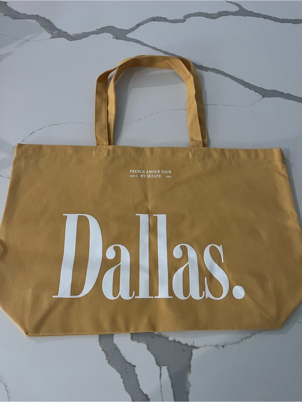 Sezane yellow and white Dallas cloth tote bag